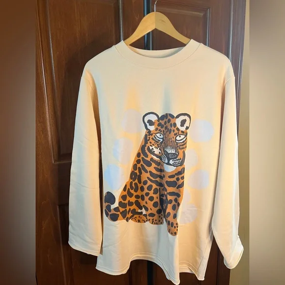Marimekko Sweater Hiirenvirna Kaksoset Tiger Off White Brown Gray Size M - Picture 2 of 15
